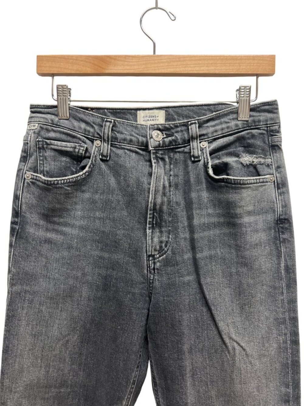 Citizens of Humanity Gray Raw Hem Daphne Crop Jeans - Picture 10 of 11